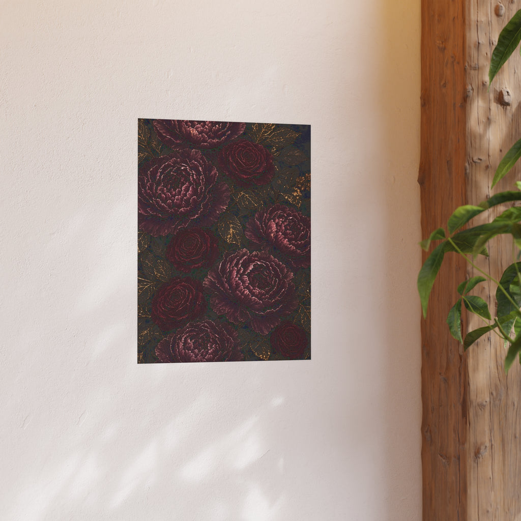 Plum Noir Bloom — Dark Floral Wall Art | 18x24 Matte Poster