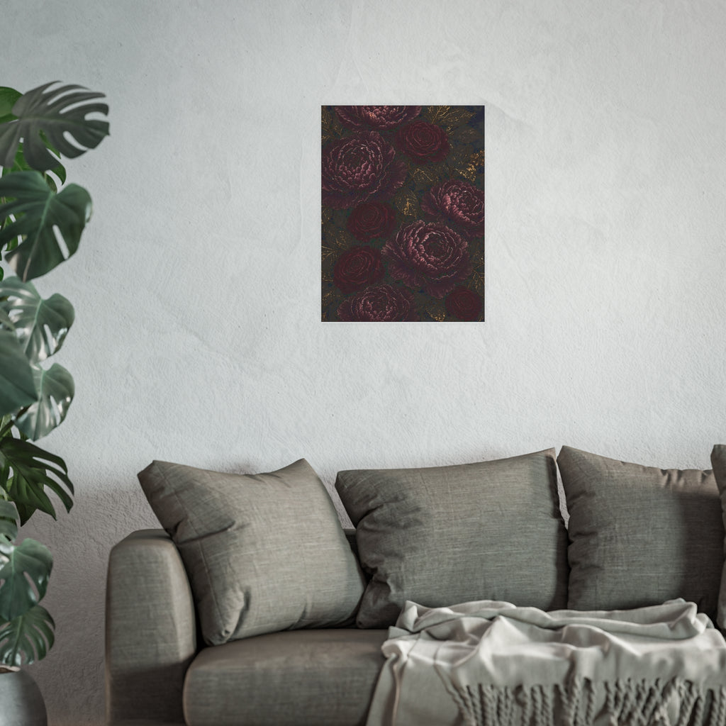Plum Noir Bloom — Dark Floral Wall Art | 18x24 Matte Poster