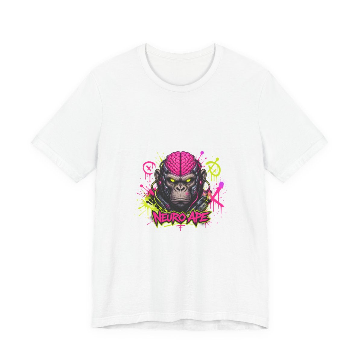 Cyberpunk Graphic Tee — Graffiti Ape Character White T-Shirt