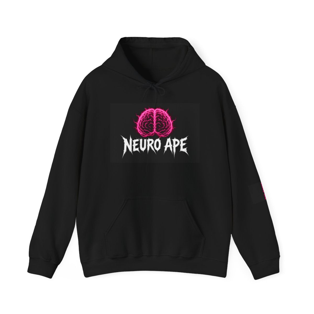 Cyberpunk Streetwear Hoodie — Neon Brain Graphic Black Hoodie