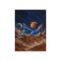 Painted Worlds Wall Art — Impasto Planets over Rust Mountains Poster 18x24
