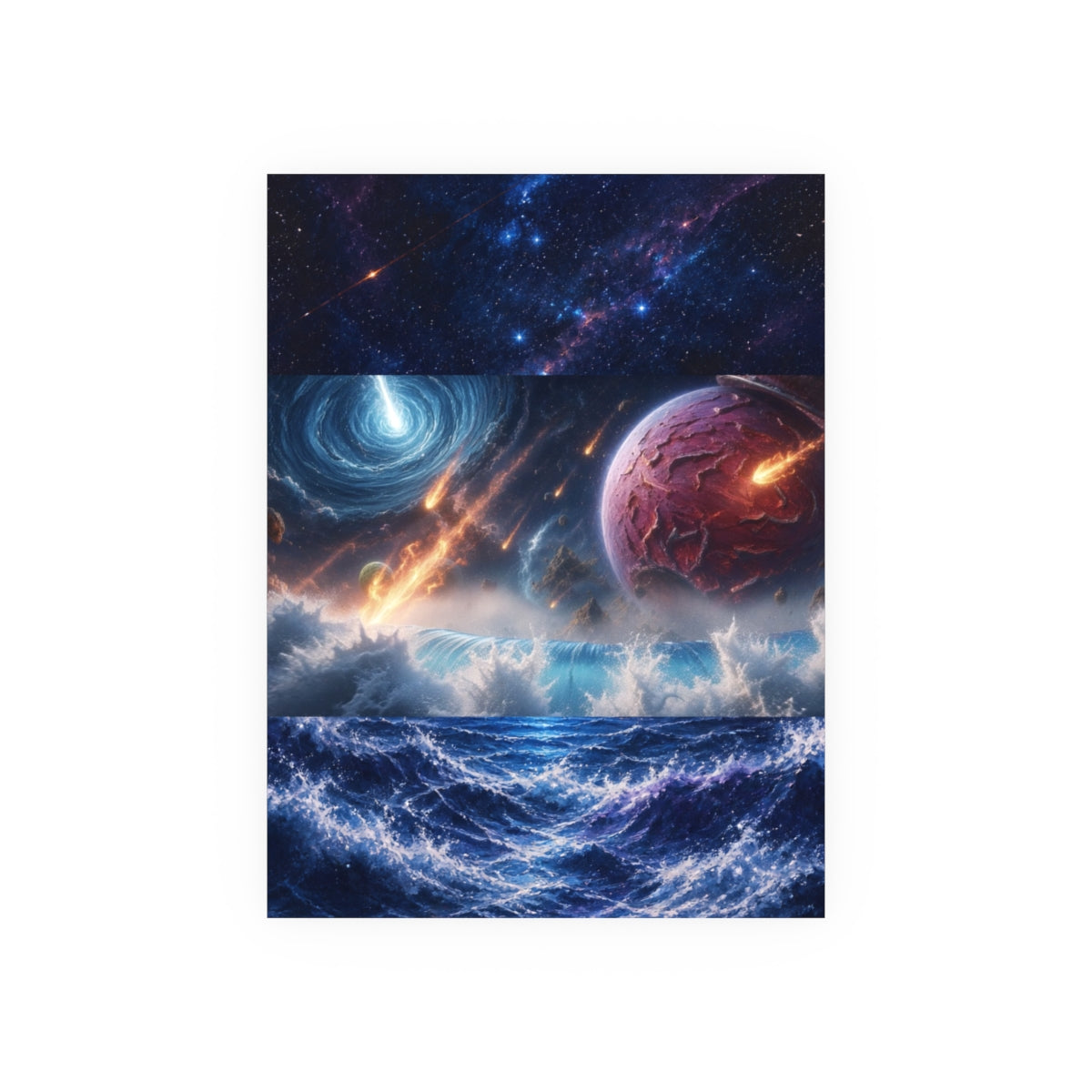 Tide Vortex Space Wall Art — Cosmic Sea and Purple Planet Poster 18x24